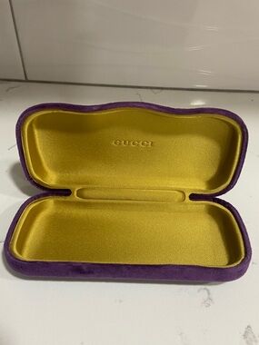 Gucci Purple Velvet Eyewear Case with Gold Satin Interior